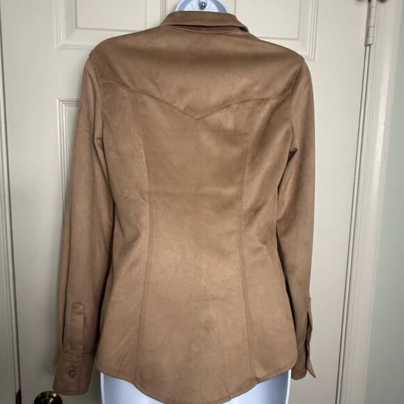 GUESS Faux Suede Button-Down Shirt – “ES New LS Daisy Shirt” – Size XS - Picture 2 of 9